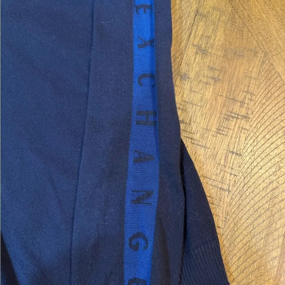 A/X Armani Exchange Women’s V-Neck Sweater in Navy with Pink and Blue Accents